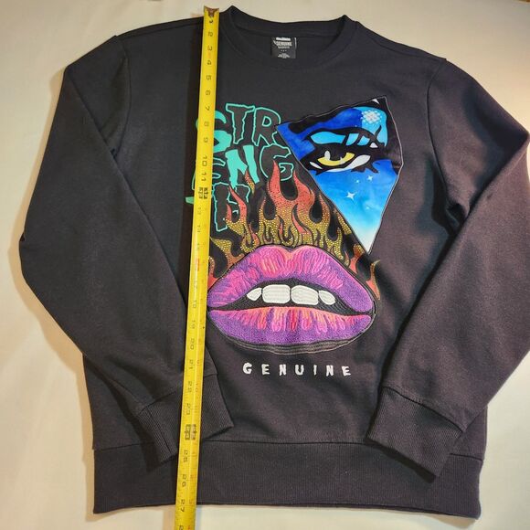 Genuine Authentic Garment Mens Large Black Sweatshirt Pants Set Crewneck Graphic - Picture 6 of 15